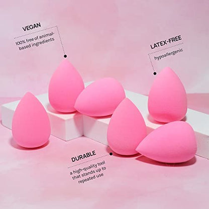 AOA Studio Collection Make-up Schwamm Set – 6 Latexfreie High-Definition Wonder Blender für Foundation, Creme & Flüssigkeiten – Superweiche Beauty Kosmetikschwämme