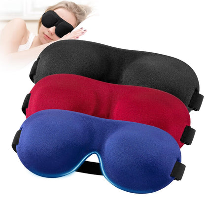 YIVIEW Schlafmaske für Seiten- und Rückenschläfer, 3er-Pack, 100% Lichtblockierung, 3D Augenmaske, leicht & atmungsaktiv, druckfrei, für Damen und Herren