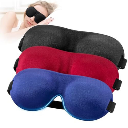 YIVIEW Schlafmaske für Seiten- und Rückenschläfer, 3er-Pack, 100% Lichtblockierung, 3D Augenmaske, leicht & atmungsaktiv, druckfrei, für Damen und Herren
