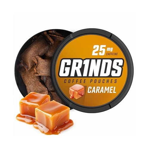 GRINDS Kaffeebeutel Karamellgeschmack | 3 Dosen | Koffeinhaltige Alternative zu Kaffee | 18 Beutel pro Dose