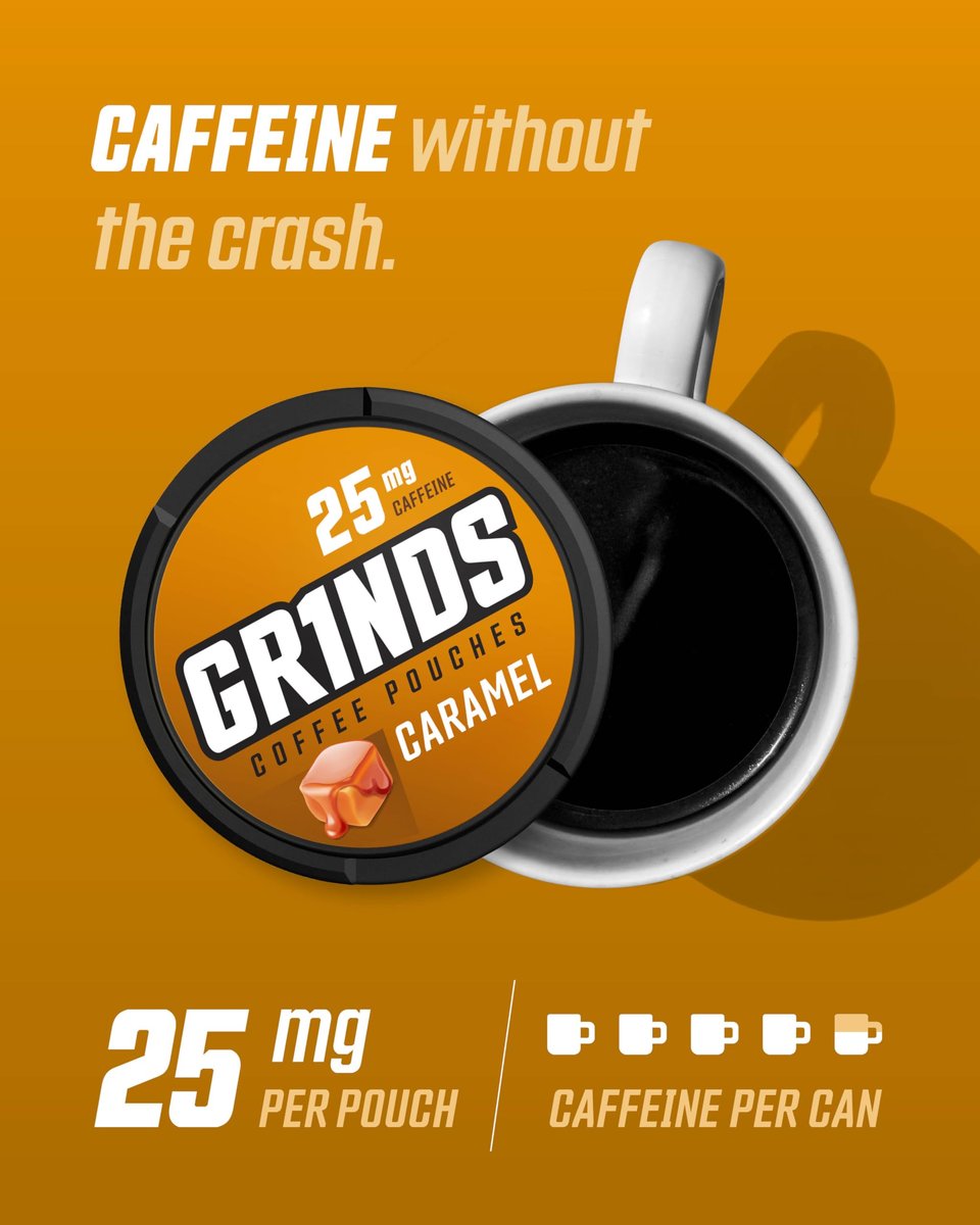 GRINDS Kaffeebeutel Karamellgeschmack | 3 Dosen | Koffeinhaltige Alternative zu Kaffee | 18 Beutel pro Dose