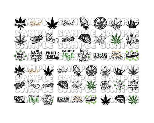 Marijuana Pot Weed #3 Nagelaufkleber – Weiße Acryl-Sticker für Cannabis-Fans