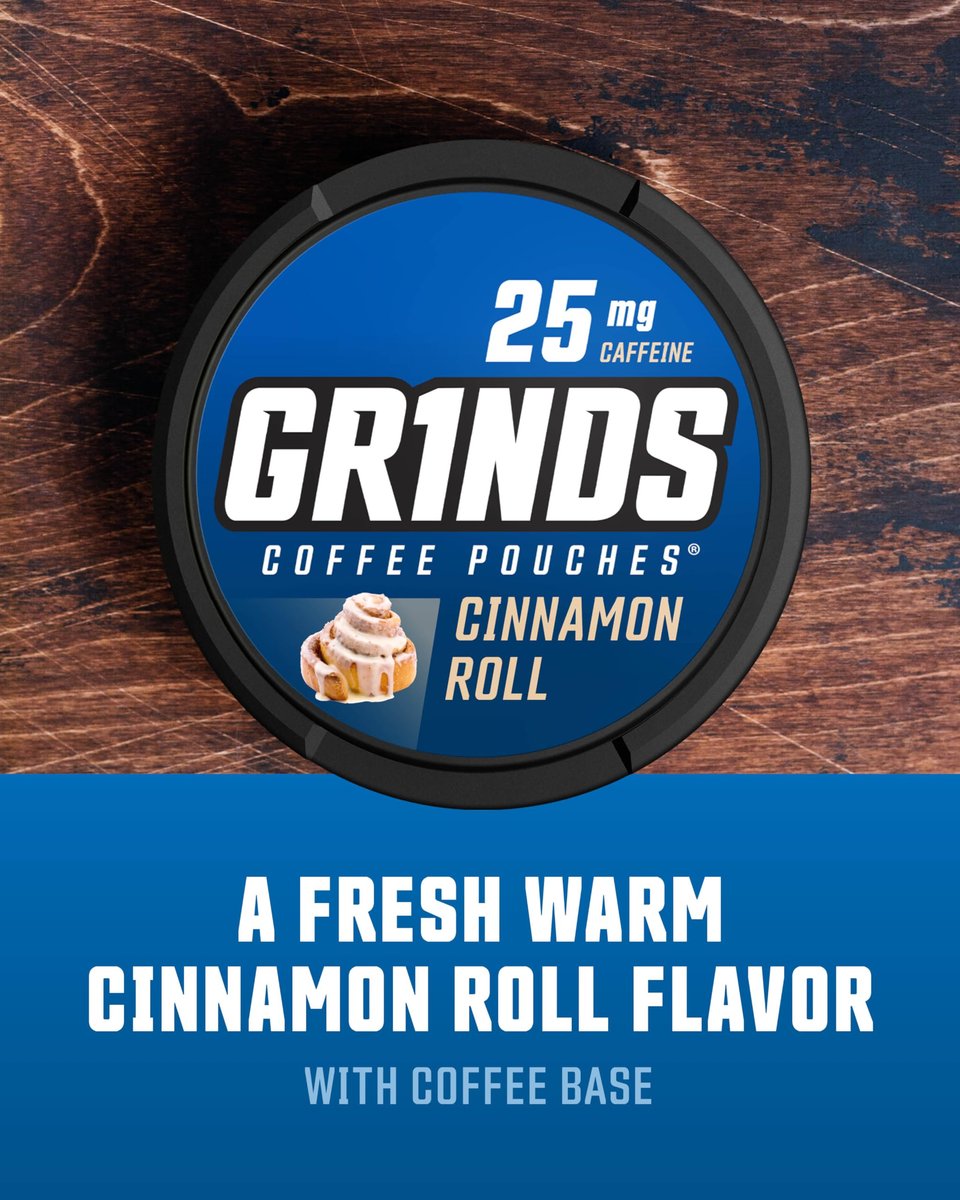 Grinds Coffee Pouches Zimtrolle Geschmack | 3 Dosen | Kaffeefreie Alternative | 18 Beutel pro Dose