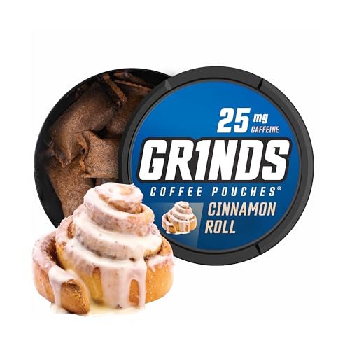 Grinds Coffee Pouches Zimtrolle Geschmack | 3 Dosen | Kaffeefreie Alternative | 18 Beutel pro Dose