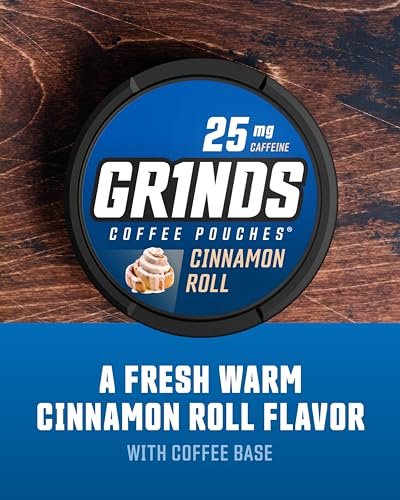 Grinds Coffee Pouches Zimtrolle Geschmack | 3 Dosen | Kaffeefreie Alternative | 18 Beutel pro Dose