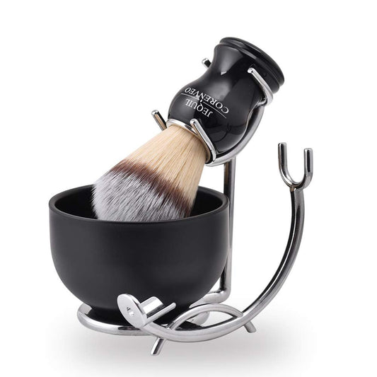 JEQUIL&CORENVEO Deluxe Rasierset für Herren, 3-in-1 Rasier-Set mit Rasierpinsel, Rasierschale und Halter für Rasiermesser & Pinsel
