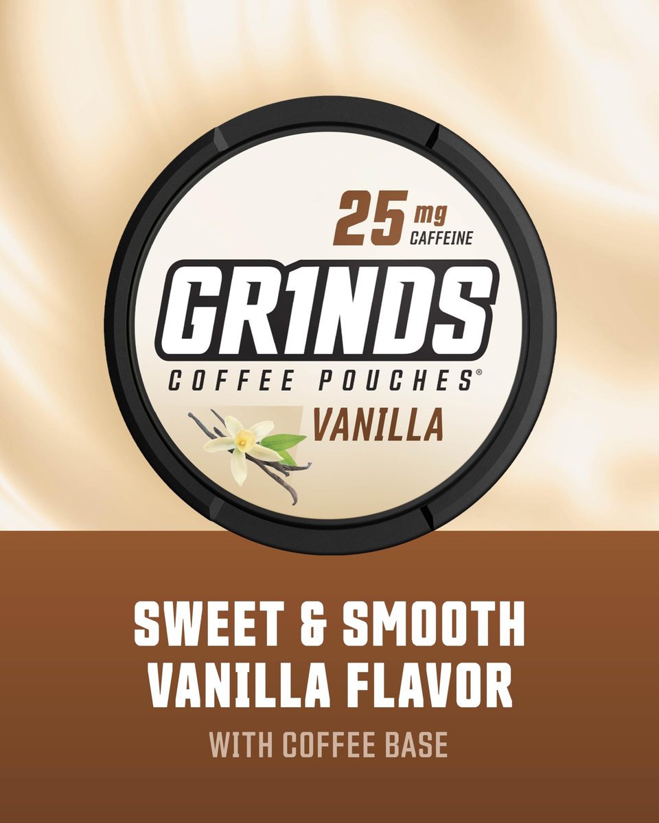 Grinds Coffee Pouches Vanille – 3 Dosen Koffeinalternative ohne Aufbrühen, 18 Pouches pro Dose
