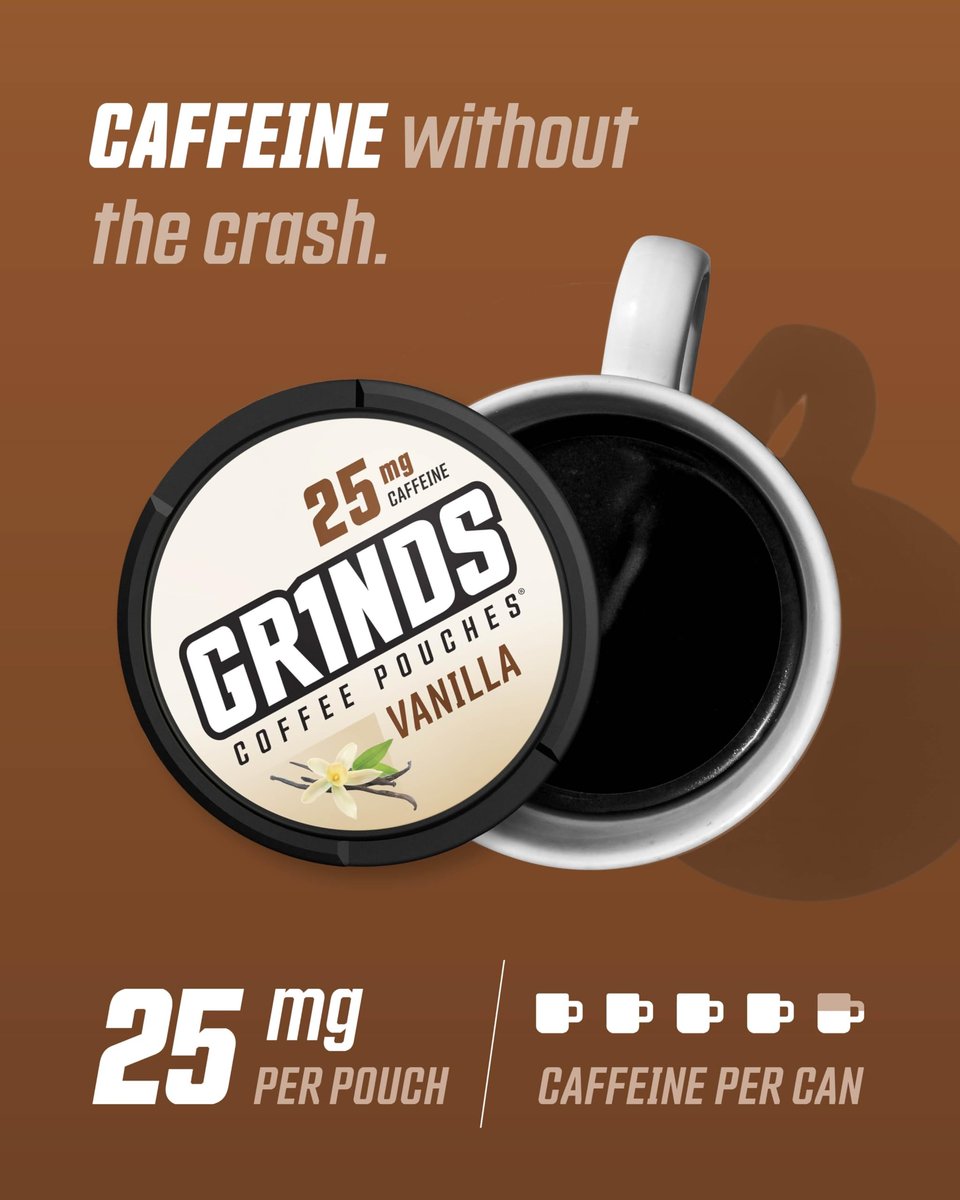 Grinds Coffee Pouches Vanille – 3 Dosen Koffeinalternative ohne Aufbrühen, 18 Pouches pro Dose