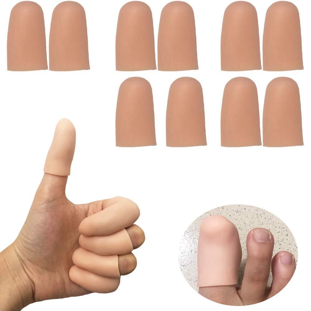Kris-kikomy Gel-Fingerkuppenschützer Silikon Fingerkappen – Linderung bei Triggerfinger, Fingerarthritis, Fingergelenkknacken (Nude, Medium, 10 Stück)