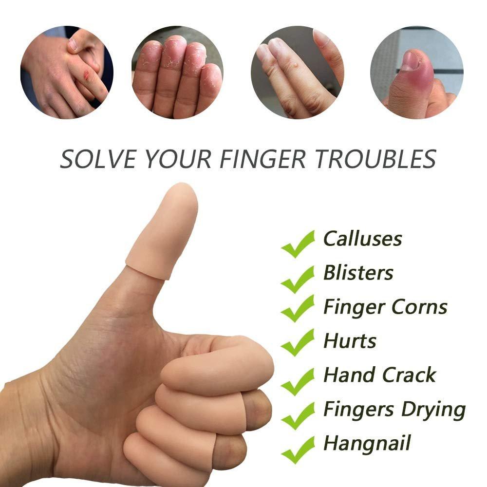Kris-kikomy Gel-Fingerkuppenschützer Silikon Fingerkappen – Linderung bei Triggerfinger, Fingerarthritis, Fingergelenkknacken (Nude, Medium, 10 Stück)