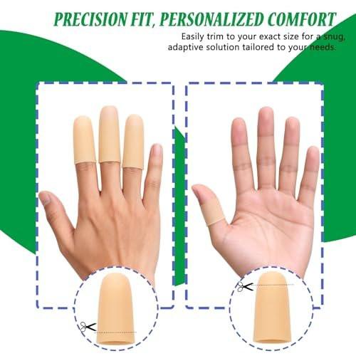 Kris-kikomy Gel-Fingerkuppenschützer Silikon Fingerkappen – Linderung bei Triggerfinger, Fingerarthritis, Fingergelenkknacken (Nude, Medium, 10 Stück)