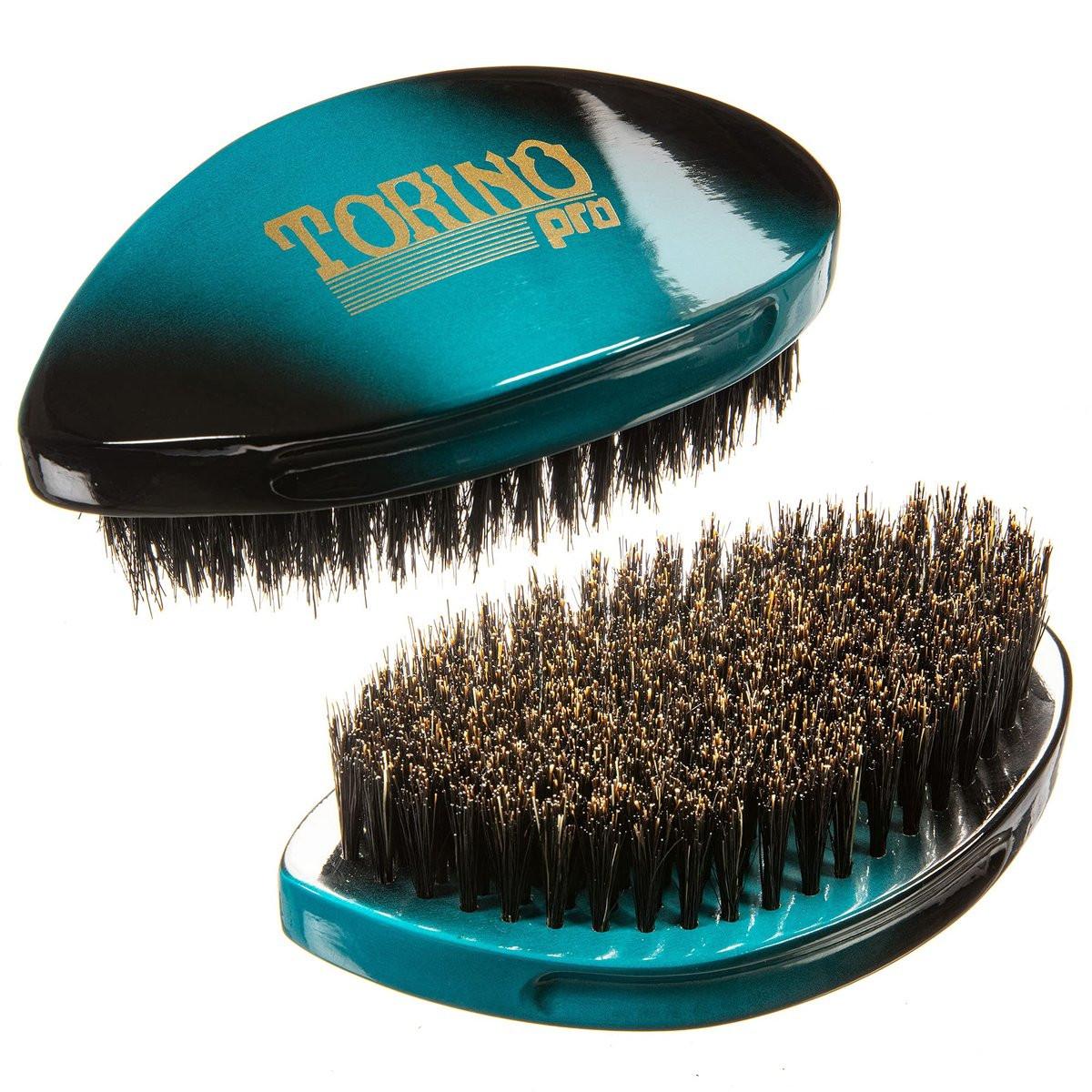 TORINO Pro Curve Wave Bürste #156 – Medium 100% Wildschweinborsten Gebogene 360 Wave Palm Bürste – Ideal zum Legen von 360 Waves und vor der Nutzung einer Wave Cap oder Durag – Luxuriöse Wave Bürste für Männer
