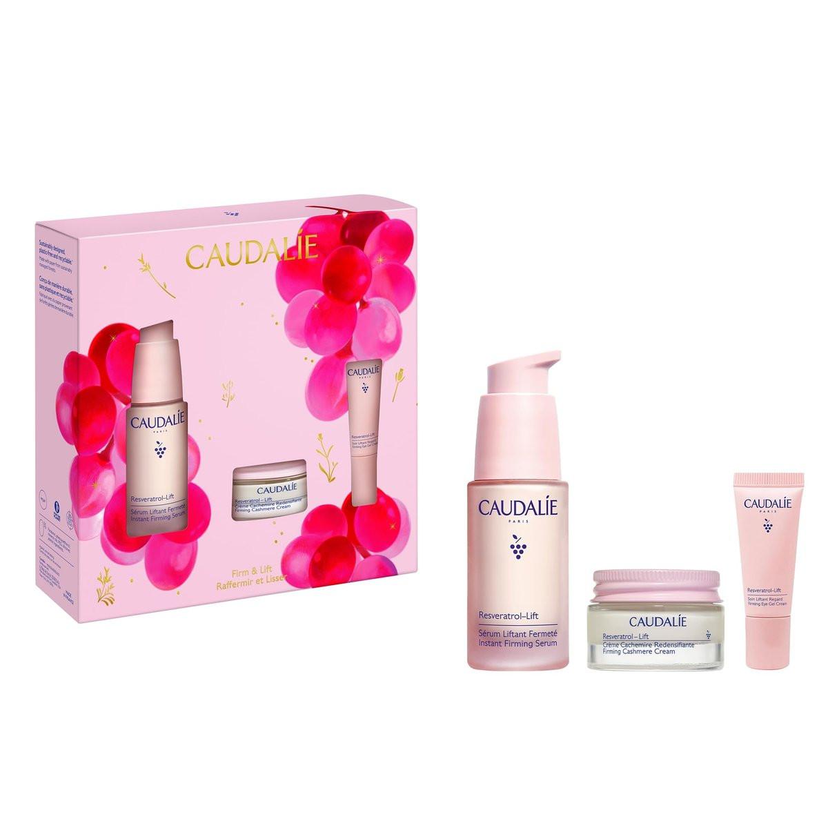 Caudalie Resveratrol-Lift Geschenkset – Straffende Hautpflege mit Serum + 2 Reisegrößen (Wert: 126 €)