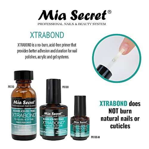 Mia Secret Professional Natural Nail Prep Dehydrate & Xtra Bond, Säurefreier Primer Set – Haftverstärker für Acrylpulver und Gellack – Langanhaltende Nagelkunst, 2-teilig