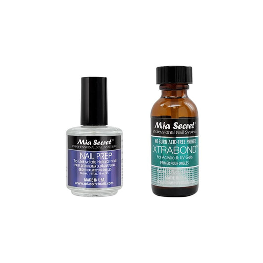 Mia Secret Professional Natural Nail Prep Dehydrate & Xtra Bond, Säurefreier Primer Set – Haftverstärker für Acrylpulver und Gellack – Langanhaltende Nagelkunst, 2-teilig