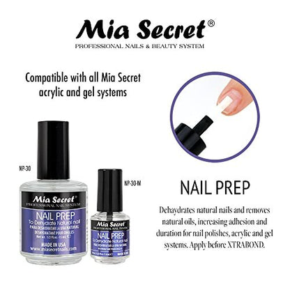 Mia Secret Professional Natural Nail Prep Dehydrate & Xtra Bond, Säurefreier Primer Set – Haftverstärker für Acrylpulver und Gellack – Langanhaltende Nagelkunst, 2-teilig