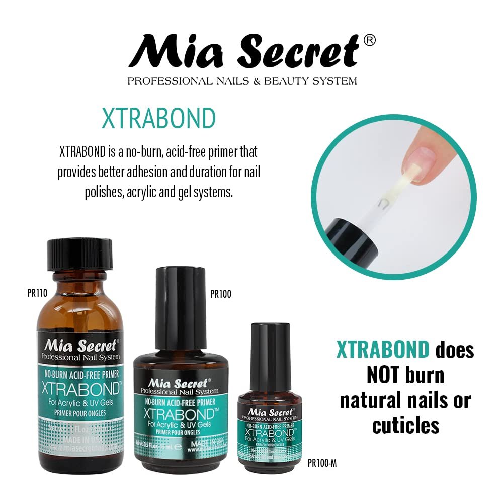Mia Secret Professional Natural Nail Prep Dehydrate & Xtra Bond, Säurefreier Primer Set – Haftverstärker für Acrylpulver und Gellack – Langanhaltende Nagelkunst, 2-teilig