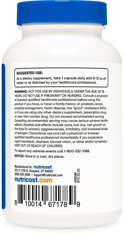 Nutricost DHEA 50 mg, 240 Kapseln – Glutenfrei, Sojafrei, Nicht-GVO, Nahrungsergänzungsmittel