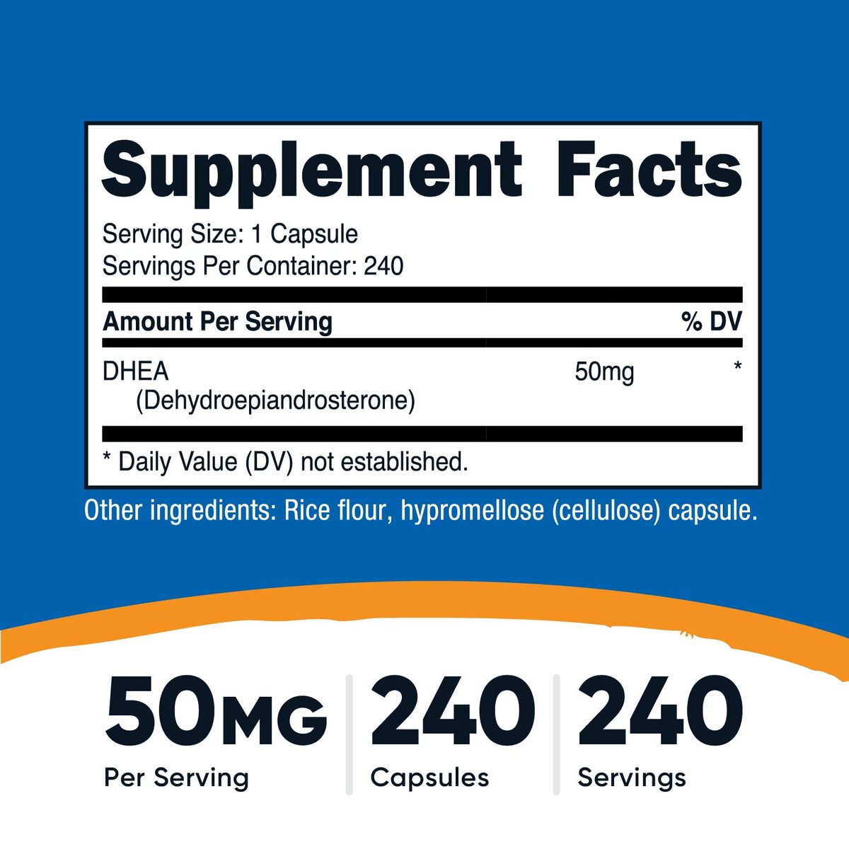 Nutricost DHEA 50 mg, 240 Kapseln – Glutenfrei, Sojafrei, Nicht-GVO, Nahrungsergänzungsmittel