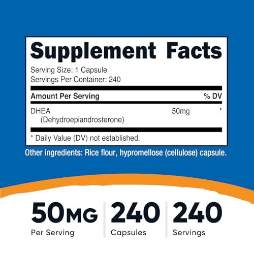 Nutricost DHEA 50 mg, 240 Kapseln – Glutenfrei, Sojafrei, Nicht-GVO, Nahrungsergänzungsmittel