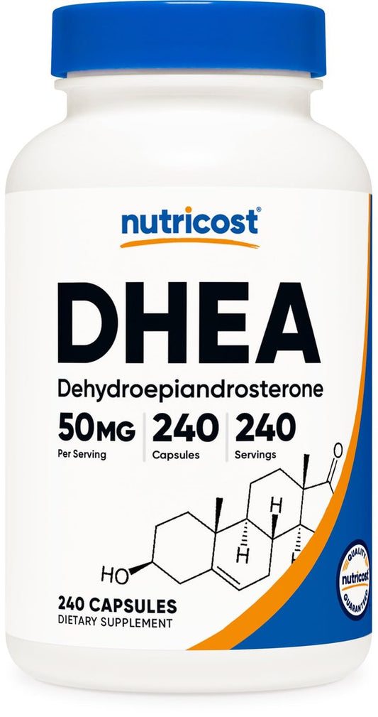 Nutricost DHEA 50 mg, 240 Kapseln – Glutenfrei, Sojafrei, Nicht-GVO, Nahrungsergänzungsmittel
