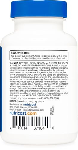 Nutricost DHEA 50 mg, 120 Kapseln – Glutenfrei, Sojafrei, Nicht-GMO, Nahrungsergänzungsmittel