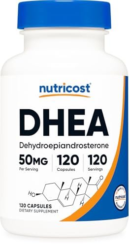 Nutricost DHEA 50 mg, 120 Kapseln – Glutenfrei, Sojafrei, Nicht-GMO, Nahrungsergänzungsmittel