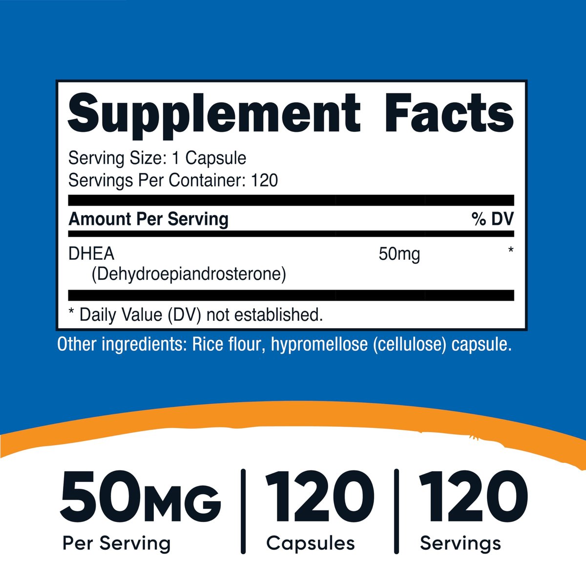 Nutricost DHEA 50 mg, 120 Kapseln – Glutenfrei, Sojafrei, Nicht-GMO, Nahrungsergänzungsmittel