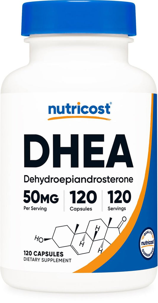 Nutricost DHEA 50 mg, 120 Kapseln – Glutenfrei, Sojafrei, Nicht-GMO, Nahrungsergänzungsmittel
