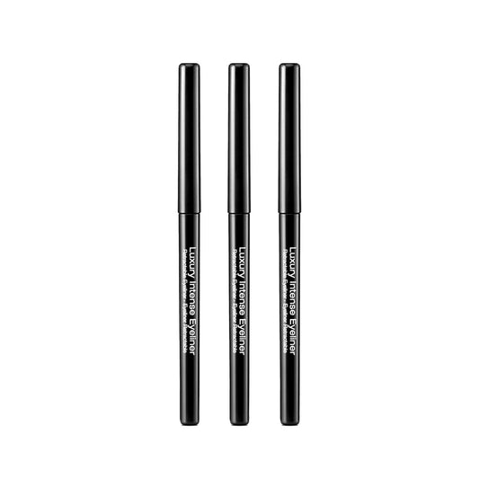 KISS NEW YORK Professioneller Retractable Eyeliner – Luxuriöser, intensiv pigmentierter Lidschatten, lang anhaltend, wasserresistent, wischfest, geschmeidig gleitend (3er-Pack, Tiefstes Schwarz)