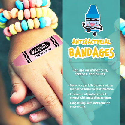 Crayola Pflaster für Kinder, 100 Stück | Bunte Wundpflaster für kleine Schnitte, Schrammen & Verbrennungen