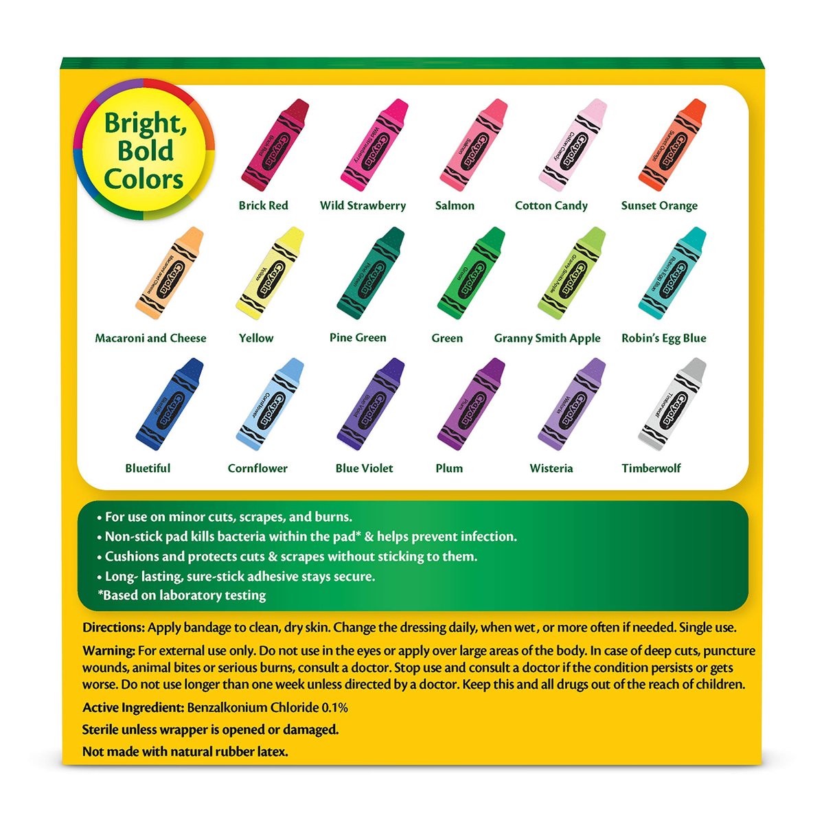 Crayola Pflaster für Kinder, 100 Stück | Bunte Wundpflaster für kleine Schnitte, Schrammen & Verbrennungen