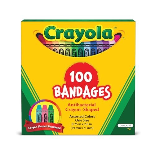 Crayola Pflaster für Kinder, 100 Stück | Bunte Wundpflaster für kleine Schnitte, Schrammen & Verbrennungen