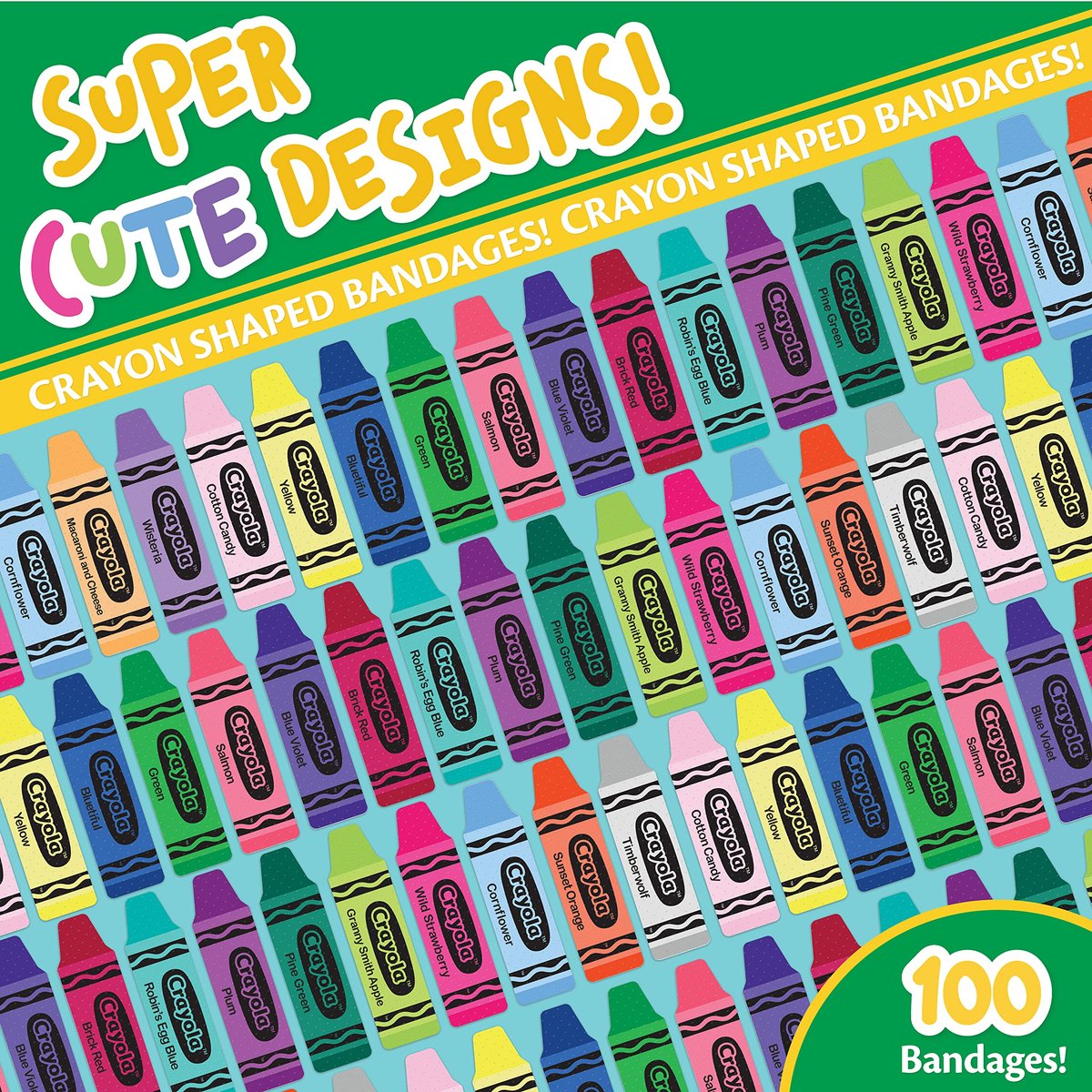 Crayola Pflaster für Kinder, 100 Stück | Bunte Wundpflaster für kleine Schnitte, Schrammen & Verbrennungen