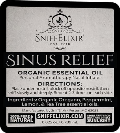 Sinus Drucklinderung Ätherisches Öl Aromatherapie Nasenstift Vapor Inhalator - Verstopfungslinderung für Erwachsene & Sinuskopfschmerz, Hergestellt in den USA mit Bio-Ätherischen Ölen, Frei Atmen