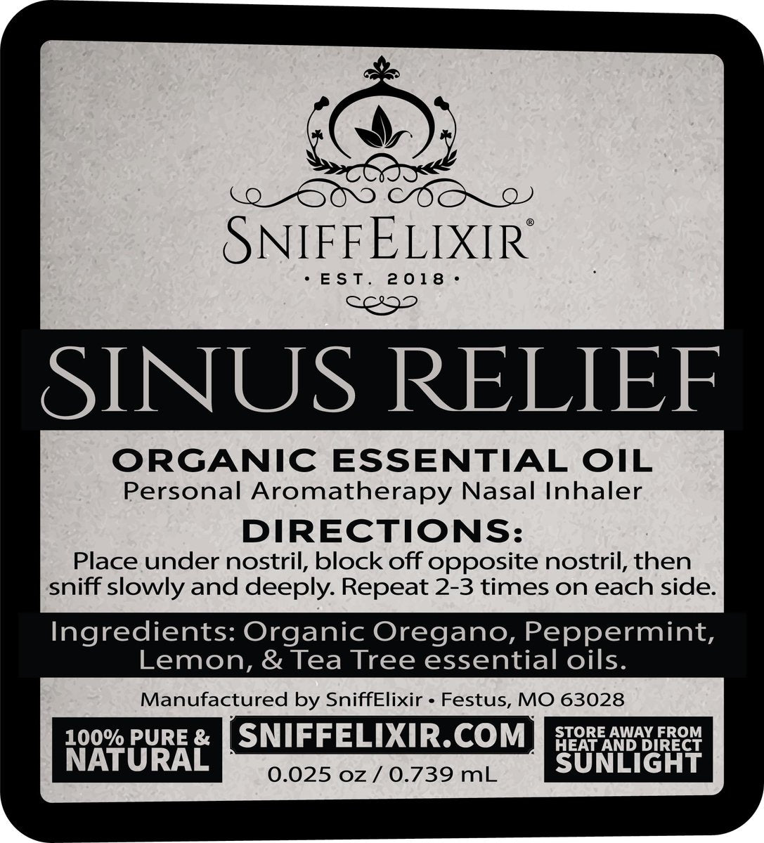 Sinus Drucklinderung Ätherisches Öl Aromatherapie Nasenstift Vapor Inhalator - Verstopfungslinderung für Erwachsene & Sinuskopfschmerz, Hergestellt in den USA mit Bio-Ätherischen Ölen, Frei Atmen