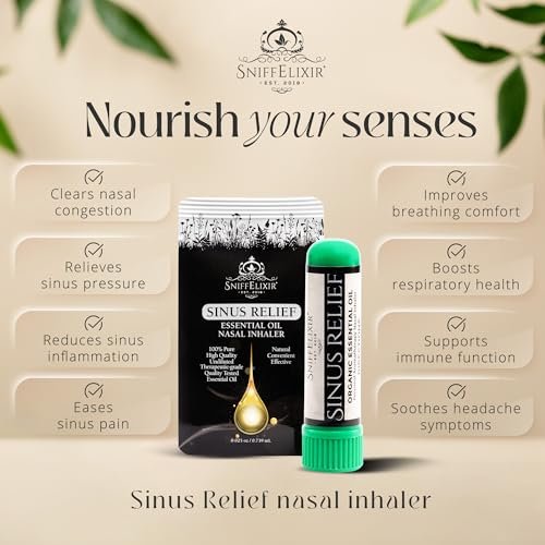 Sinus Drucklinderung Ätherisches Öl Aromatherapie Nasenstift Vapor Inhalator - Verstopfungslinderung für Erwachsene & Sinuskopfschmerz, Hergestellt in den USA mit Bio-Ätherischen Ölen, Frei Atmen