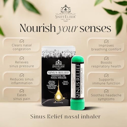 Sinus Drucklinderung Ätherisches Öl Aromatherapie Nasenstift Vapor Inhalator - Verstopfungslinderung für Erwachsene & Sinuskopfschmerz, Hergestellt in den USA mit Bio-Ätherischen Ölen, Frei Atmen