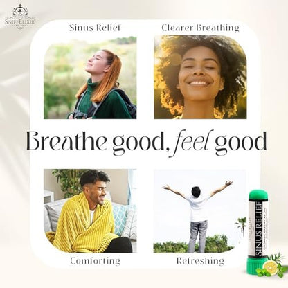 Sinus Drucklinderung Ätherisches Öl Aromatherapie Nasenstift Vapor Inhalator - Verstopfungslinderung für Erwachsene & Sinuskopfschmerz, Hergestellt in den USA mit Bio-Ätherischen Ölen, Frei Atmen