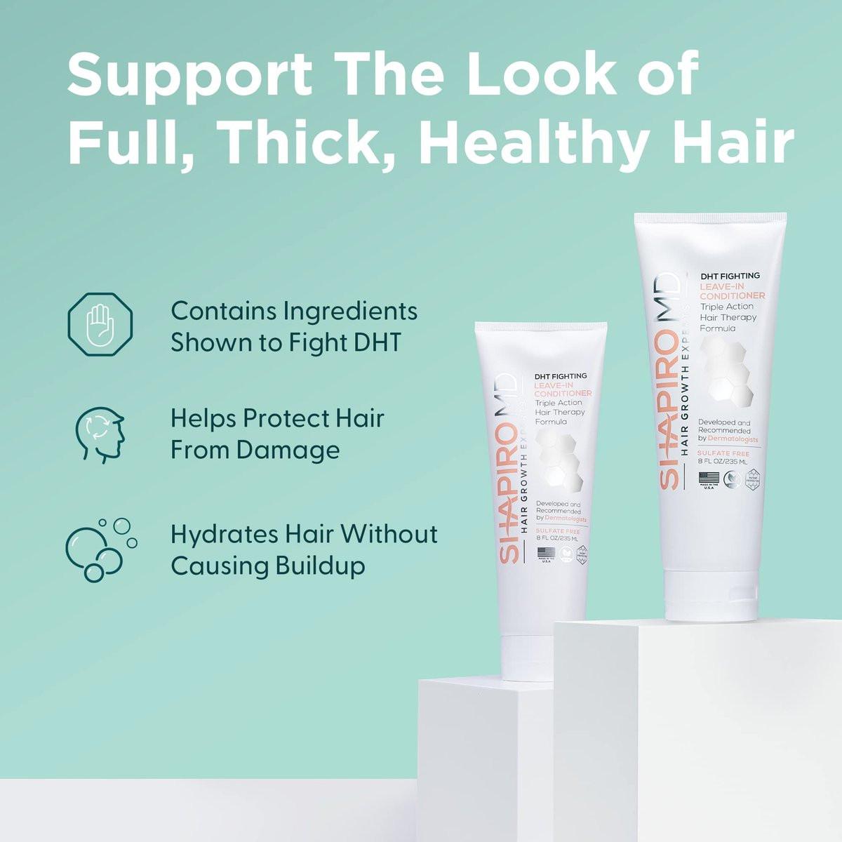 Shapiro MD Haarausfall Experten Leave-in Conditioner – DHT-blockierende vegane Formel für dünner werdendes Haar, entwickelt von Dermatologen – für gesünderes, volleres und dichteres Haar – 1 Monatsvorrat