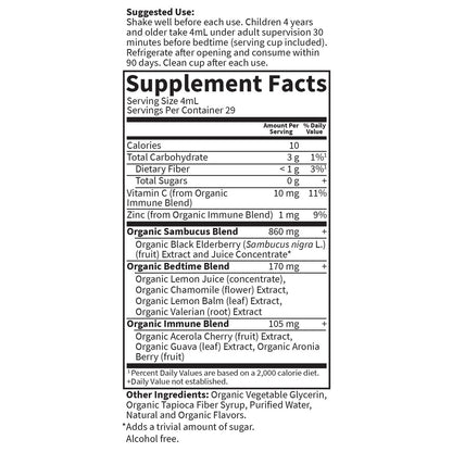 Garden of Life Organics Holunder Immununterstützung für Kinder mit Zink, Vitamin C – Holunder & Schlafimmun-Sirup für Kinder, Kräuter für die Nacht, alkoholfrei, ohne Zuckerzusatz, 116 ml