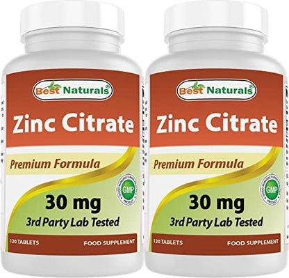 Best Naturals Zink 30 mg – Zinkcitrat für Immunsystem & Abwehrkräfte – 240 Tabletten