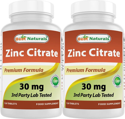Best Naturals Zink 30 mg – Zinkcitrat für Immunsystem & Abwehrkräfte – 240 Tabletten