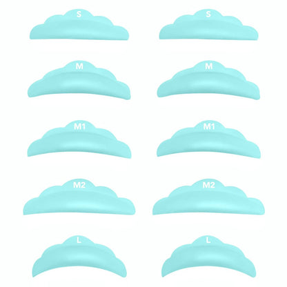 Lash Lift Pads für DIY Wimpernlifting – Wimpern-Permstäbe, 10 Stück Himmelblaue Pads in 5 Größen S, M, M1, M2, L, Wiederverwendbare Silikon-Shields