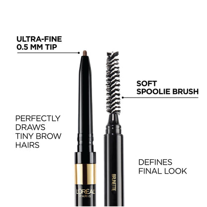 L'Oréal Paris Brow Stylist Definer wasserfester Augenbrauenstift, ultrafeiner mechanischer Stift, mittleres Aschbraun, 0,003 Unzen