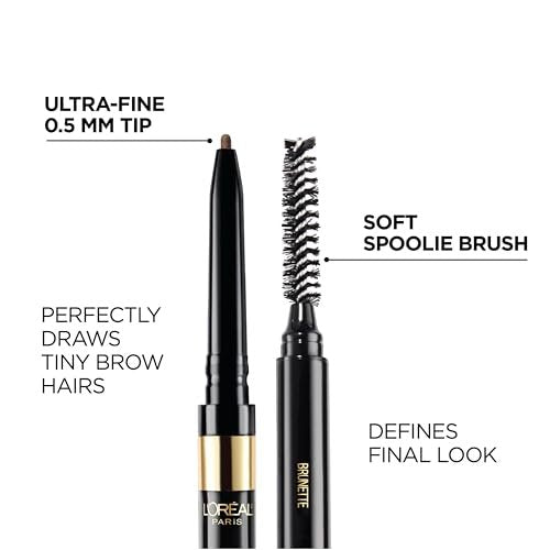 L'Oréal Paris Brow Stylist Definer wasserfester Augenbrauenstift, ultrafeiner mechanischer Stift, mittleres Aschbraun, 0,003 Unzen