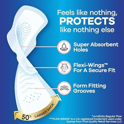 Always Infinity Damenbinden mit Flügeln, FlexFoam, Größe 4, Übernachtschutz, unparfümiert, 38 Stück
