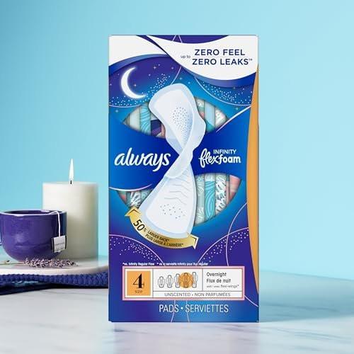 Always Infinity Damenbinden mit Flügeln, FlexFoam, Größe 4, Übernachtschutz, unparfümiert, 38 Stück