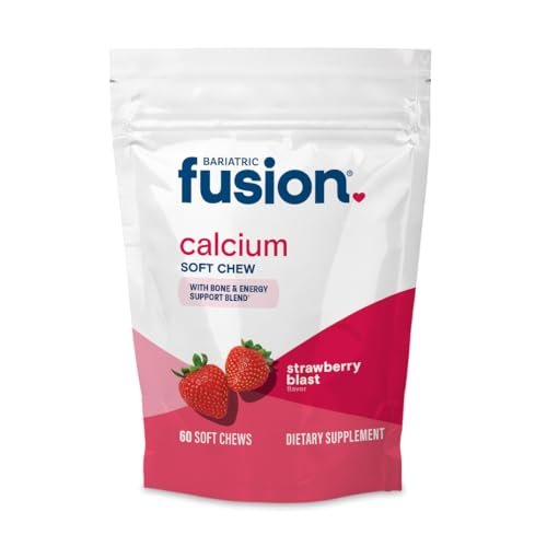 Bariatric Fusion Calcium Kautabletten – Calciumcitrat mit Vitamin D3 für die bariatrische Ernährung – Zuckerfrei, kaubar, 500 mg, Erdbeere, 60 Stück