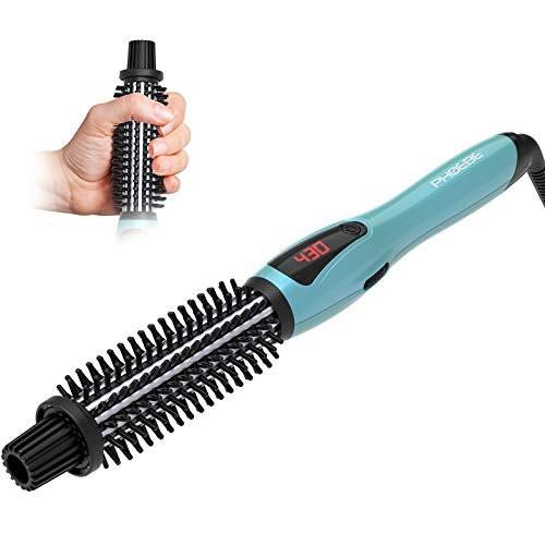 PHOEBE Locken-Bürste mit Anti-Verbrennungs-Borsten, 1 Zoll Keramik-Tourmalin-Ionen-Lockenwickler für alle Haartypen, sofortige Hitze, Dual-Voltage